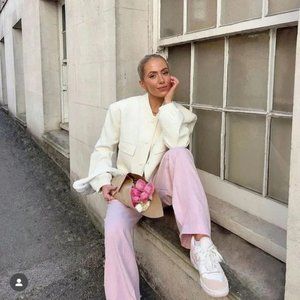 ZARA WHITE MAXI POCKET BOMBER